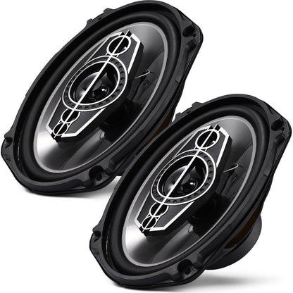 6x9 Inch 5-Way Coaxial Car Speakers Pair – 1000W Peak 120W RMS 4 Ohm with PEI Dome Tweeters, Full Range Stereo Audio, Easy Drop-In Replacement for Cars & Trucks
