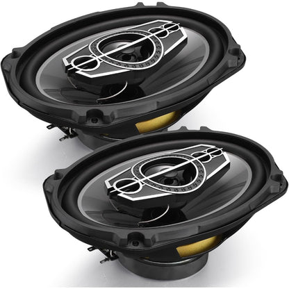 6x9 Inch 5-Way Coaxial Car Speakers Pair – 1000W Peak 120W RMS 4 Ohm with PEI Dome Tweeters, Full Range Stereo Audio, Easy Drop-In Replacement for Cars & Trucks