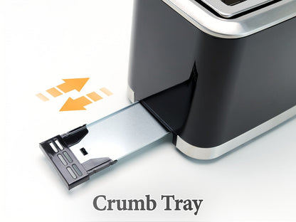 Stainless Steel Toaster 2 Slice with LED Display & Extra Wide Slots – 6 Shade Settings, Defrost Reheat Cancel Functions, Removable Crumb Tray, Compact Design for Bagels, Waffles & Bread