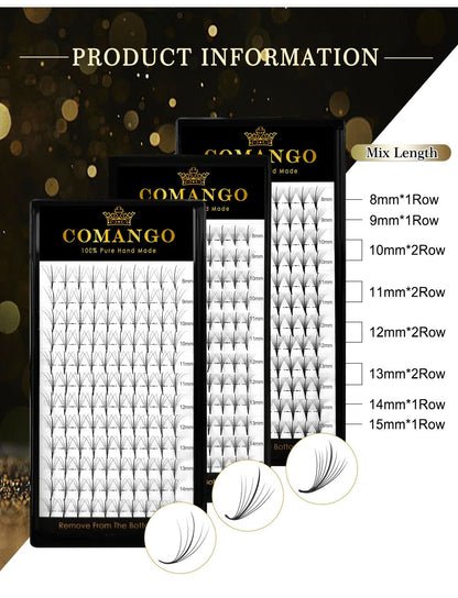 120-Fan Tray Premade Volume Lash Extensions 5D 7D 9D Wispy Faux Mink Eyelash Extensions C D Curl Mix 8-15mm Fluffy Pointy Base Individual Lashes for DIY Beginners Natural Look