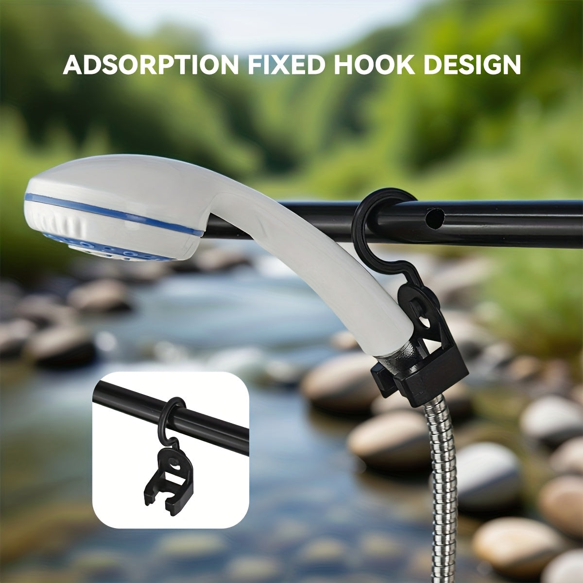 Portable Outdoor Shower with Light 2-in-1 – 2000mAh Rechargeable, Power Display, Spray Nozzle, Hose & Suction Cup – Camping, Hiking, Pet Bathing & Car Cleaning Shower Pump