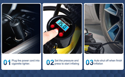 Portable Air Compressor Tire Inflator 150PSI – 120W 12V Auto Shut-Off, LED Display, 35L/min Fast Inflate for Car Bike Truck SUV Ball