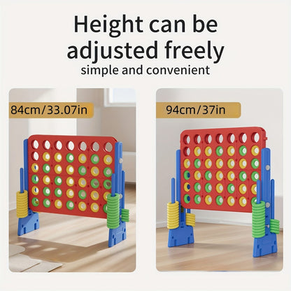 Height Adjustable Giant Connect 4 Game 33–37 Inch – Jumbo 4-in-a-Row Outdoor Yard Game with Quick Release Slider for Teens, Adults & Families, Indoor Outdoor BBQ Birthday Party Tailgate Game Set, Blue Red