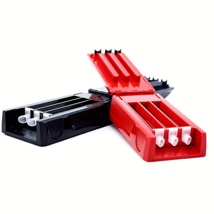 Manual Cigarette Rolling Machine 3-Tube Filler – Portable Durable Plastic Cigarette Roller, Easy-to-Use Tobacco Rolling Tool for Daily Use, Compact Smoke Roller Random Color (1pc)