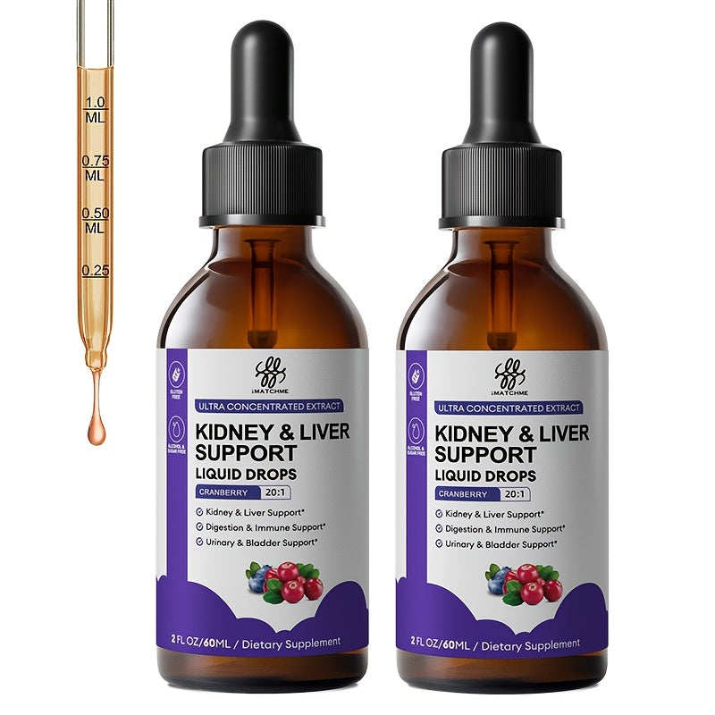 Kidney and Liver Support Drops 27-in-1 Complex - Alcohol-Free Natural Herbal Formula for Liver Health, Kidney Cleanse & Balanced Wellness - 1, 2 or 3 Bottles
