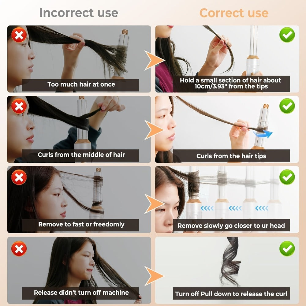 Air Wrap Hair Dryer Brush Set 5-in-1 Ionic Styler – Blow Dryer, Straightening Brush & Dual Air Curler (Clockwise & Counterclockwise), 3 Heat Settings Volumizing Multifunction Hair Styler for All Hair Types Women