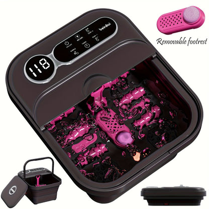 Foldable Foot Spa Bath Massager with Automatic Heating – Temperature-Controlled Foot Soak Basin with Massage Rollers, Bubble Jets & Pedicure Kit, Collapsible Foot Bath for Home Relaxation & Gift