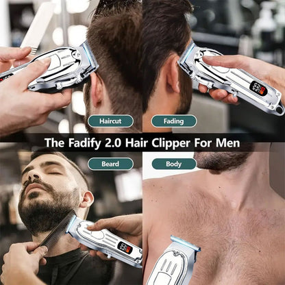 T-Blade Trimmer Set 2 or 3 Piece - USB Rechargeable Hair Clipper Beard Trimmer & Sideburns Shaver, Odorless Portable Barber Kit with Limiting Comb & Cutting Brush for Home Use, Gift for Men
