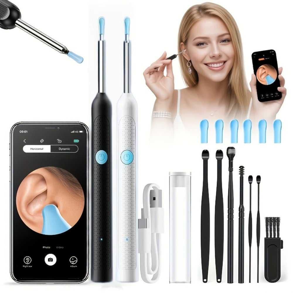 Visual Ear Pick Set 7-Piece Earwax Removal Tool with Camera and Light – Ear Pick Covers Included, Compatible with All Smartphones, Safe Home Ear Cleaning Kit for Adults