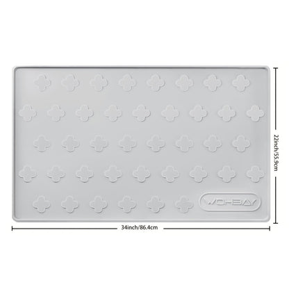 Cat Litter Mat XXL Silicone 34x22 Inch - 3-in-1 Waterproof Non-Slip Litter Trapping Mat with Raised Edges Easy Clean Foldable Pet Feeding Floor Protector