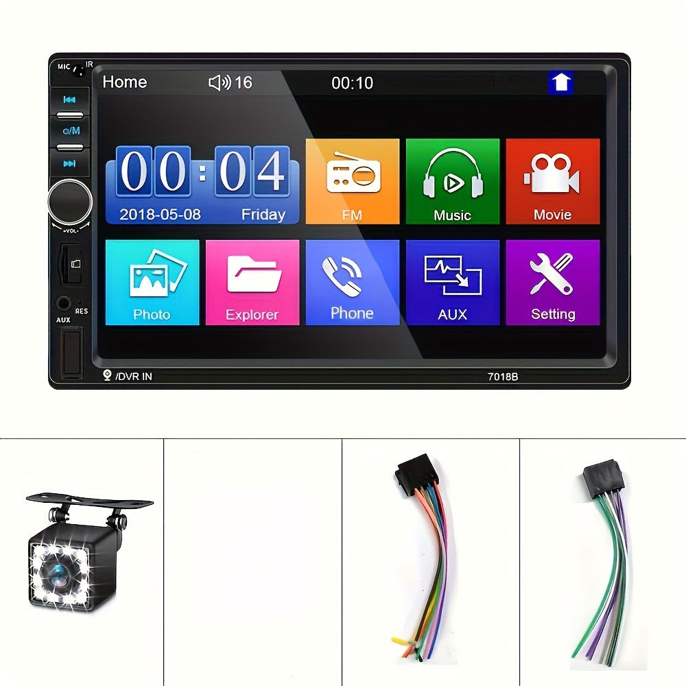 Double Din Car Stereo 7 Inch Touchscreen - CAMECHO MP5 Player with Wireless FM, Mirror Link, USB/SD/AUX, Backup Camera Input, Universal Fit Head Unit