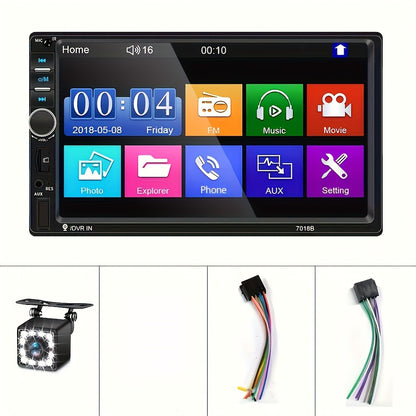 Double Din Car Stereo 7 Inch Touchscreen - CAMECHO MP5 Player with Wireless FM, Mirror Link, USB/SD/AUX, Backup Camera Input, Universal Fit Head Unit