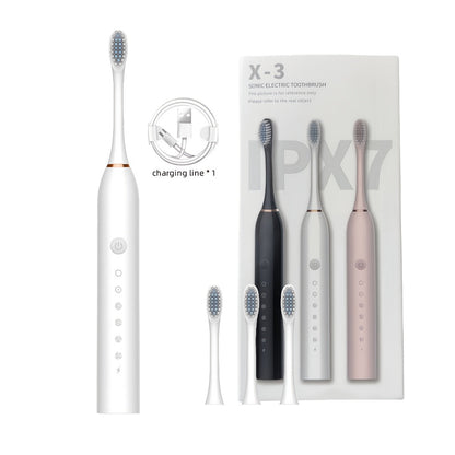 Rechargeable Electric Toothbrush with 6 Cleaning Modes & Smart Timer – USB Sonic Toothbrush for Adults, Replacement Heads Included, 3 Colors, Whitens Teeth & Protects Gums, Great Family Gift