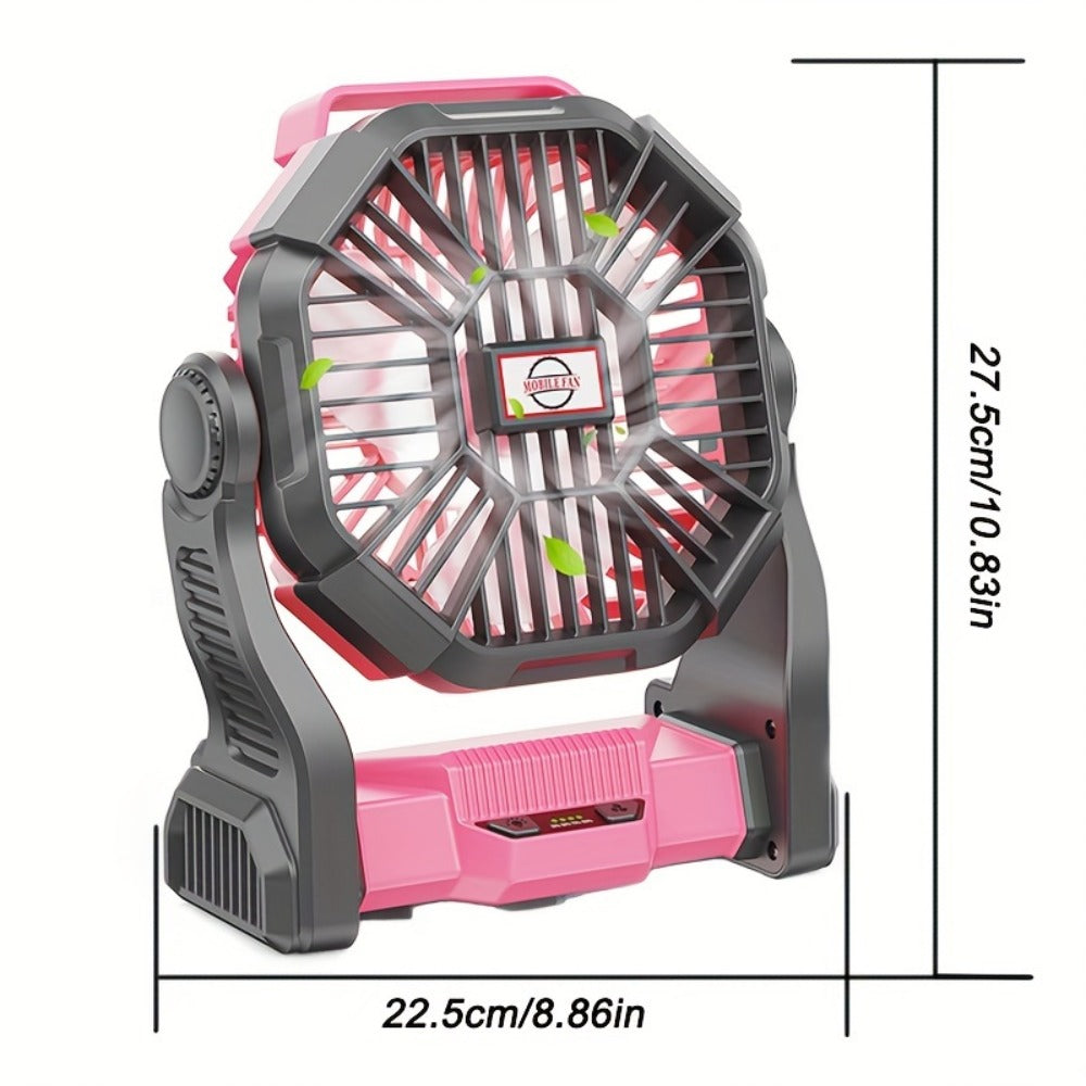 Camping Fan with LED Lantern, 3-in-1 Battery Powered Portable Fan Light for Tent Outdoor, Rechargeable Electric Fan with Timer 360° Rotation, for Camping Hiking Barbecue Travel Emergency