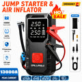 12000A Jump Starter With Digital Tire Inflator, Window Breaker Hammer, For 12V Car/Truck/SUV/RV/Motorcycle (1.59gal Gas/1.32gal Diesel), LED Display, 3-Mode Flashlight & Jumper Cables, High-Perf Pump, Emergency Kit, Outdoor Essential
