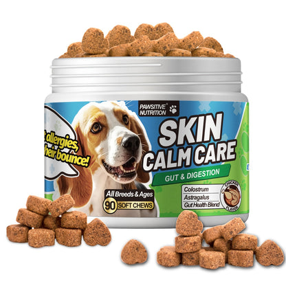 Dog Probiotic Chews – 6 Billion CFU with Bovine Colostrum & Astragalus Root, Gut Health & Immune Support, Chicken Flavor, 90 Chews for All Dogs