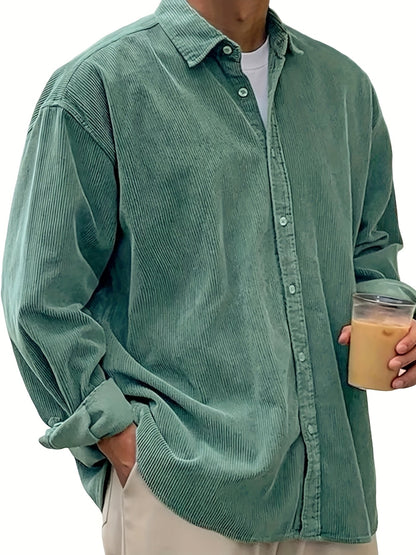 Men's Solid Relaxed Fit Long Sleeve Casual Shirt - Easy Care