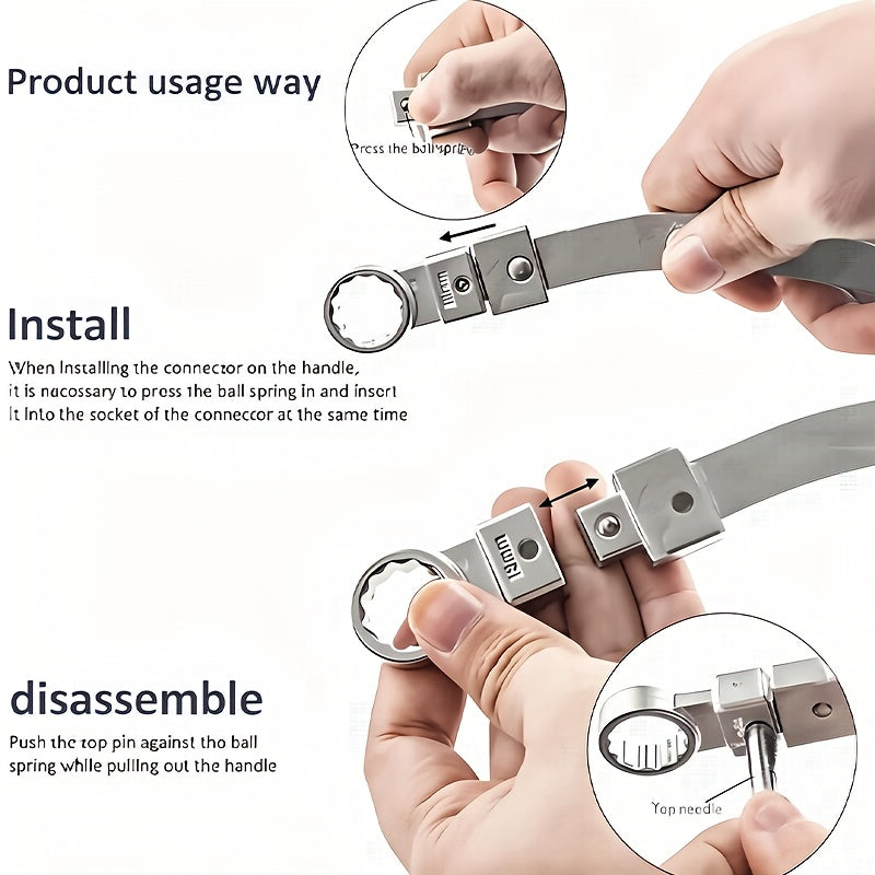 15pcs Universal Auxiliary Idler Belt Tensioner Pulley Removal Tool Kit, Serpentine Belt Tension Pulley Wrench Set, Engine Timing Belt Tensioning Nut Bolt Screw Remover