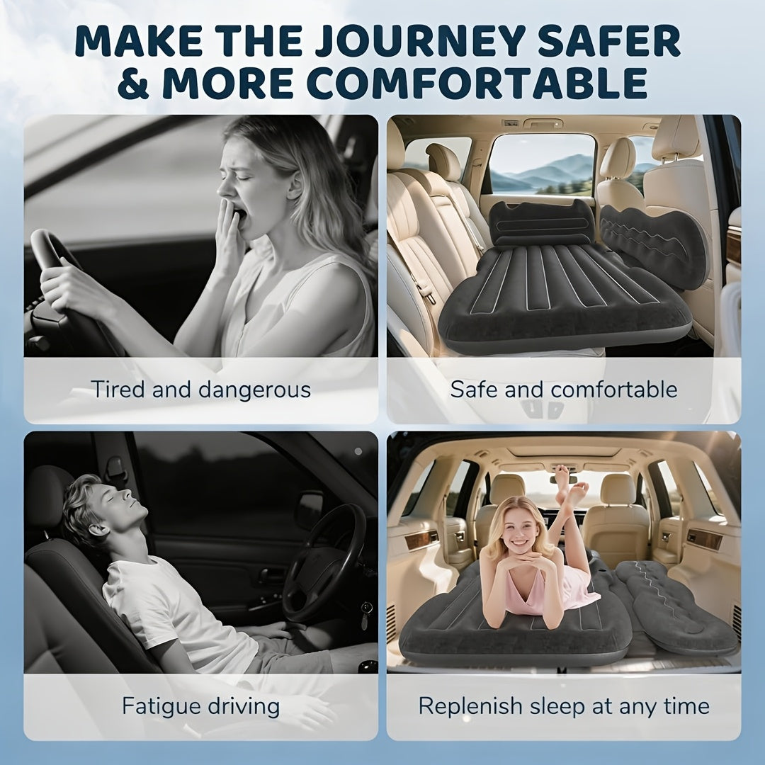 Inflatable Bed, Convenient Car Inflatable Bed - Including Storage Bag And Tool Kit, High Aesthetic And Comfortable Inflatable Car Bed, Outdoor Inflatable Bed, Car Additions, Soft And Skin Friendly Plush Folding Design