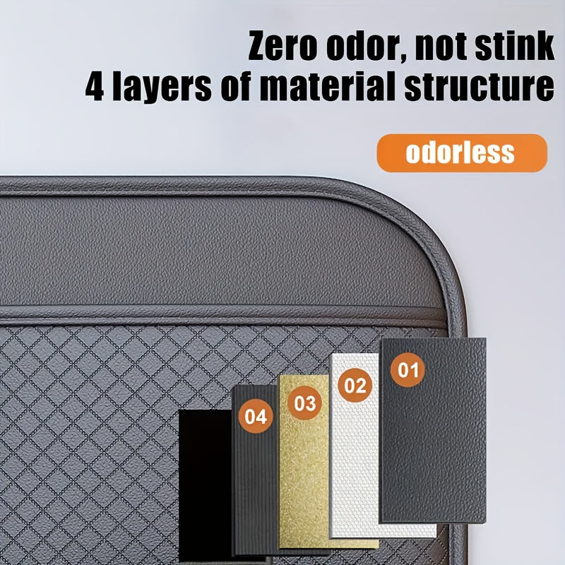 1pc Brand New 2025 Faux Leather Car Seat Back Organizer Bag Featuring a Diamond Design - Multi-Tier Storage for Bottles, Tablets, Laptops, And Additions, Black, Universal | Chic Car Organizer Bag | Faux Leather Car Bag