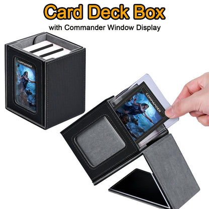 Deck Box Trading Card Storage 100 Double Sleeved Cards Commander Window Display – TCG MTG Pokemon EDH Sports Card Organizer 5 Colors