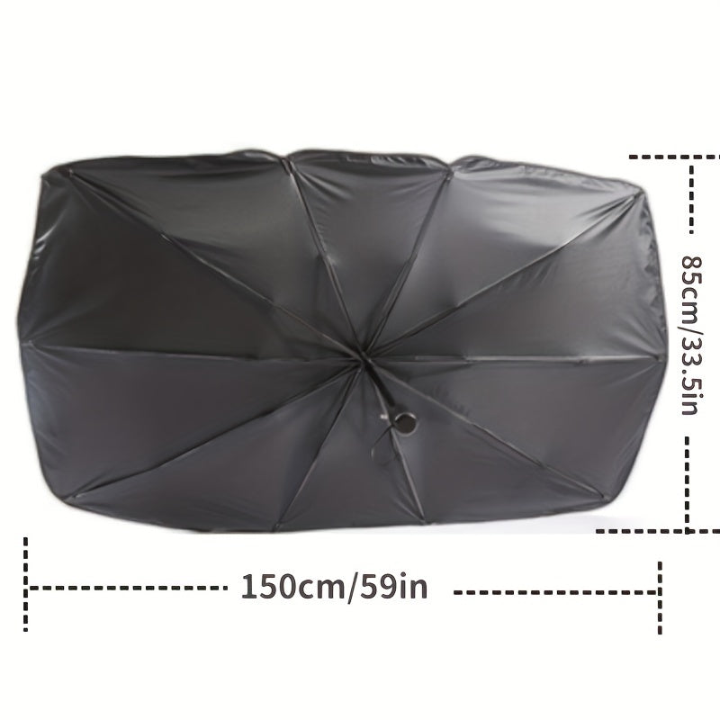 1pc Extra Large Titanium Silver Car Sun Umbrella with Retractable Heat Insulation Windshield Sunshade, Universally Fit for UV Protection on Trucks, Rvs And Cars