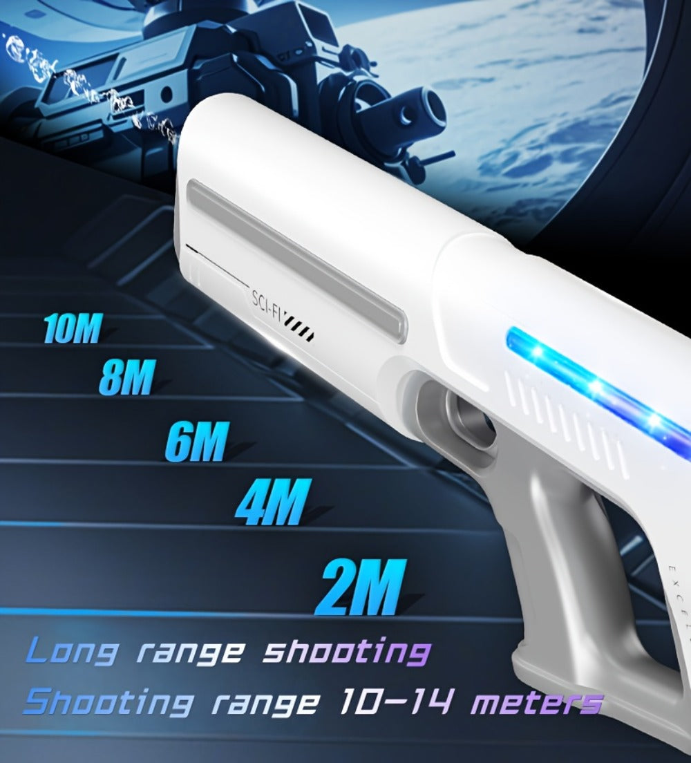 Upgraded Electric Water Gun with Safety Goggles & Hard Case – LED Pulse Light 40ft Range USB Rechargeable Squirt Blaster for Kids & Adults, Pool Beach Backyard Summer Gift Set