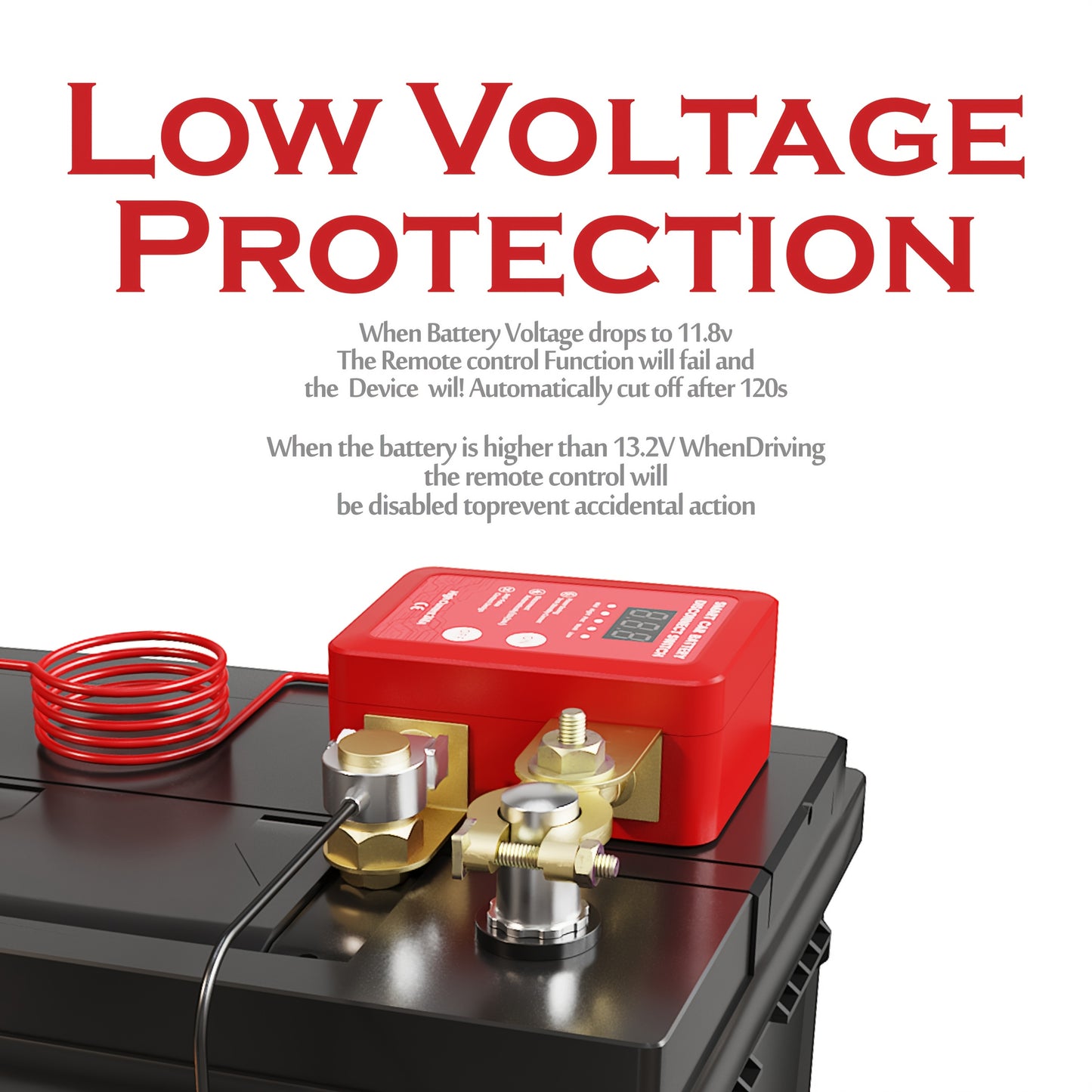 Wireless Battery Cutoff Switch Featuring LED Voltage Indicator, 12V/24V 240A, Emergency Stop Switch, Automatic Power Shutdown, Remote Operation for Vehicles, Trucks, Boats