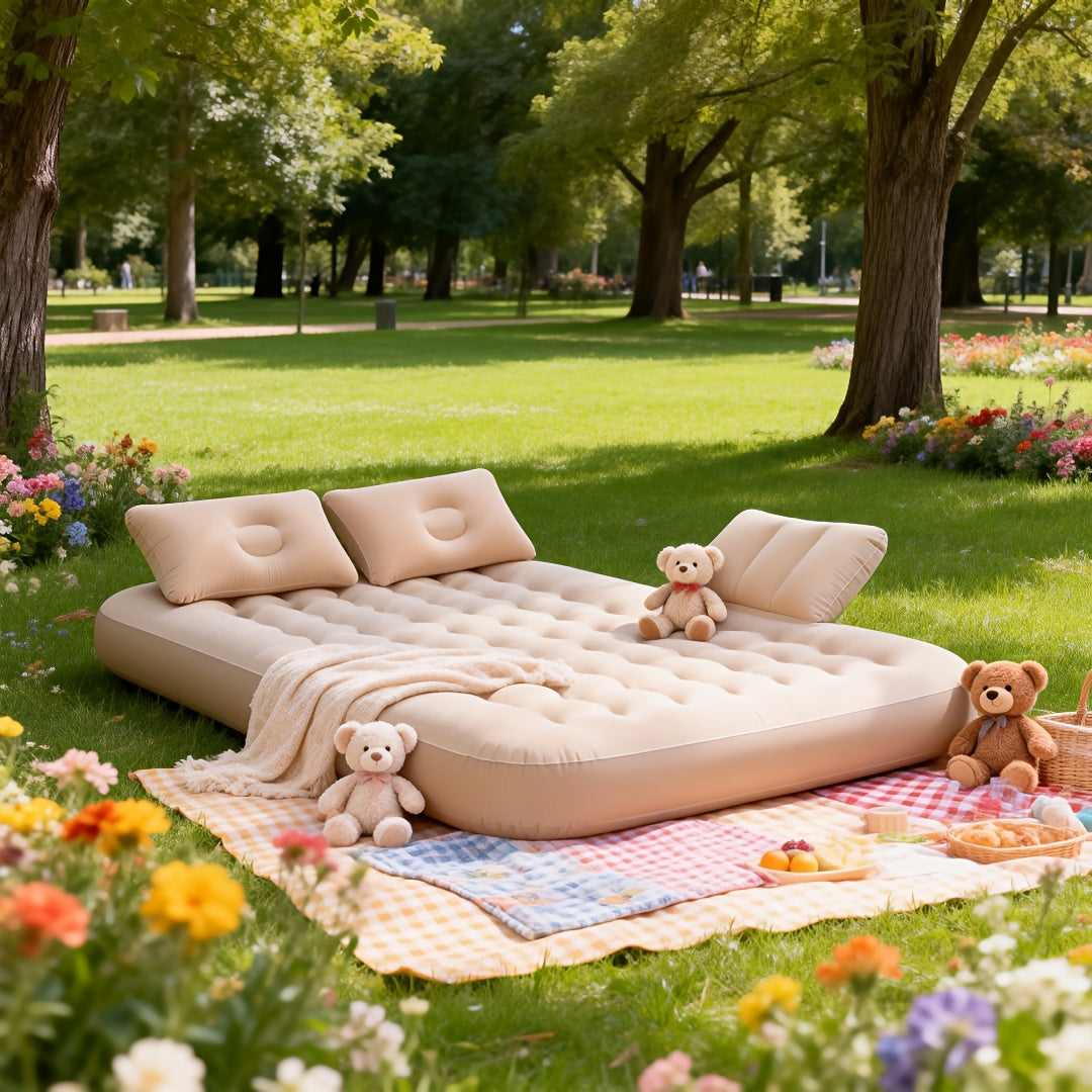 Outdoor Inflatable Bed, Car Bed, Portable PVC Plush Material Inflatable Mattress, Lightweight And Suitable For Camping, Picnicking, Travel, Beach, Can Be Stored In The Trunk, Including Storage And Repair Kit