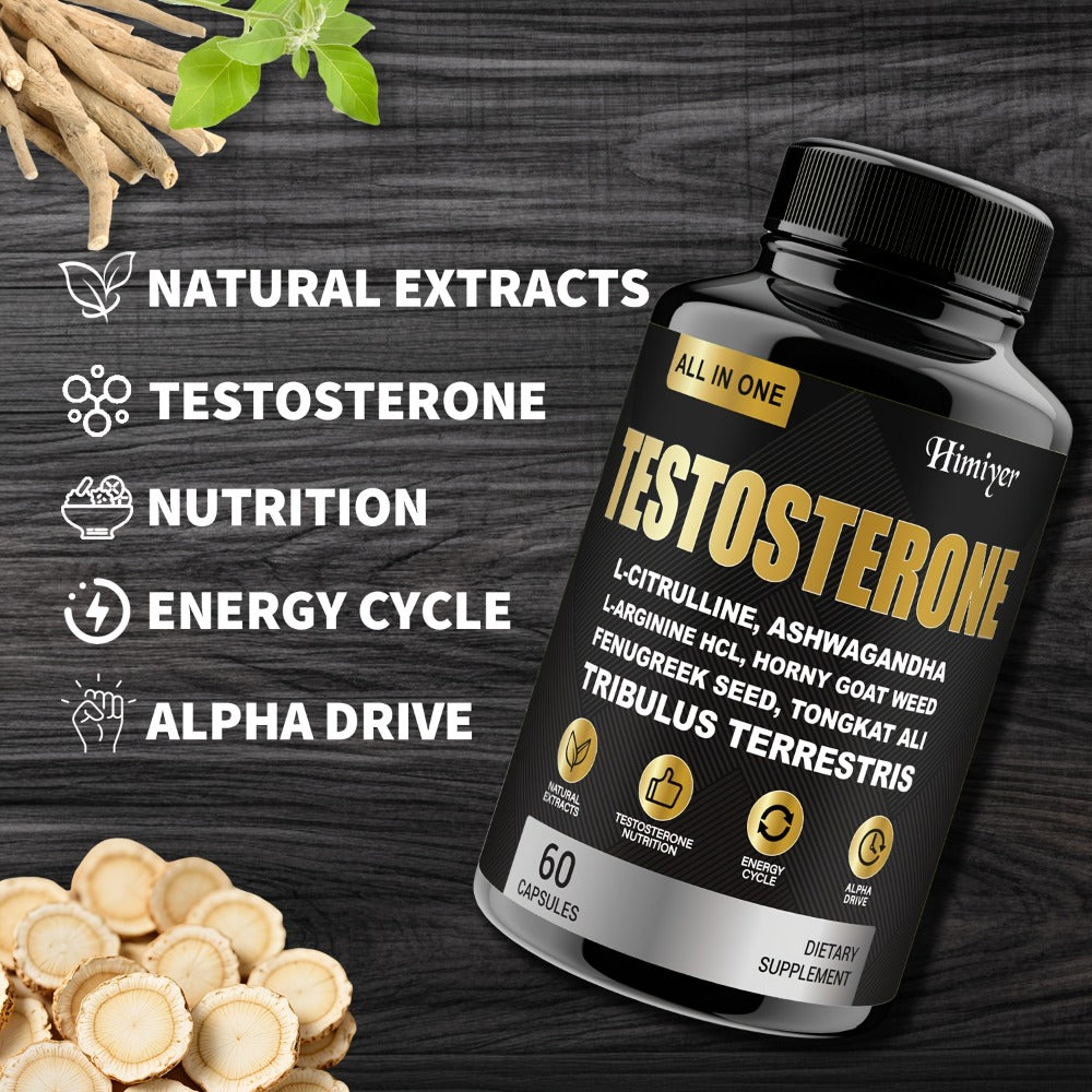 Tongkat Ali Supplement for Men with Horny Goat Weed, Ashwagandha, L-Arginine & L-Citrulline — 5-in-1 Testosterone, Energy, Stamina & Nitric Oxide Formula | 5 Bottles 300 Capsules Value Pack
