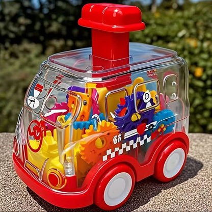 Gear Toy Cars for Toddlers 3-Pack, Transparent Body See-Through Gear Mechanism Push-and-Go Vehicle Set, Red Yellow Blue Police Cars, Educational STEM Toy for Kids Ages 2-6, Birthday Gift for Boys Girls