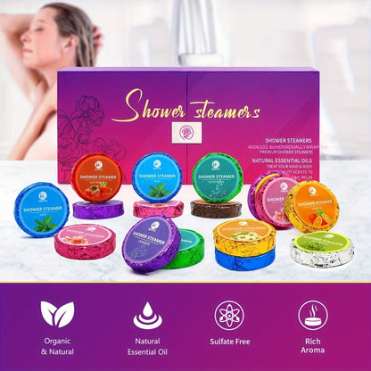Shower Steamers 40 Pcs Spa Gift Set — 10 Unique Aromatherapy Scents Rose Lavender Eucalyptus Rosemary, Self Care Bath Bombs Shower Fizzy for Women Men Holiday Birthday Gift