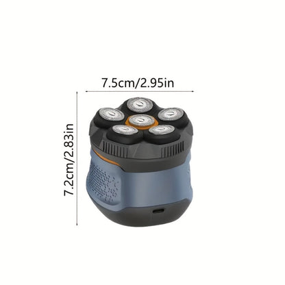 Electric Shaver for Men 6D Floating Blade IPX7 Waterproof — Dual Ring Blade Net with Nose Hair Trimmer, Type-C Fast Charging, Smart LED Display & Magnetic Replacement Blades Grooming Kit