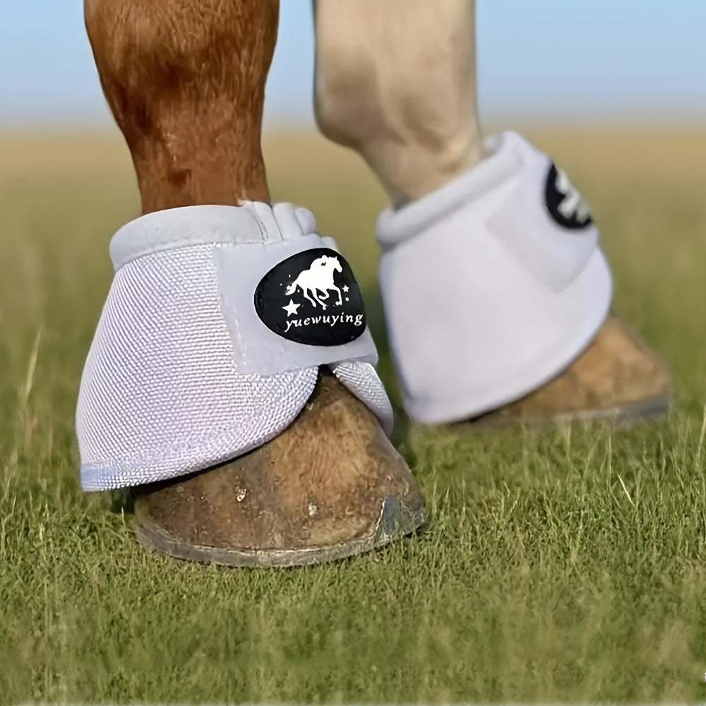 Horse Bell Boots Non-Turning Durable Protective Horseshoe Overreach Boots for Horses, Pair, S/M/L Available in Black Red White Royal Blue, Equine Hoof Protection Riding Gear