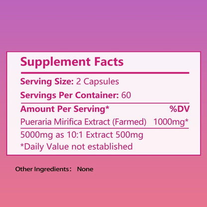 Pueraria Mirifica Breast Enhancement Capsules 120ct | Natural Phytoestrogen Formula for Women | Supports Bust Firmness, Hormonal Balance & Emotional Wellness | Daily Women's Health Supplement