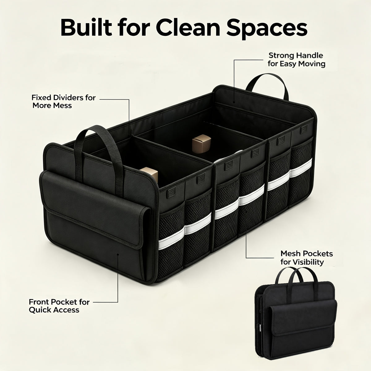 Car Trunk Storage Box, Multi-Compartment Cargo Storage Box, Detachable Partition, Foldable And Easy to Store, Spacious Design, Keeping The Space Neat And Orderly, Can Be Used in Various Scenarios Such As Inside The Car, Indoors And Outdoors