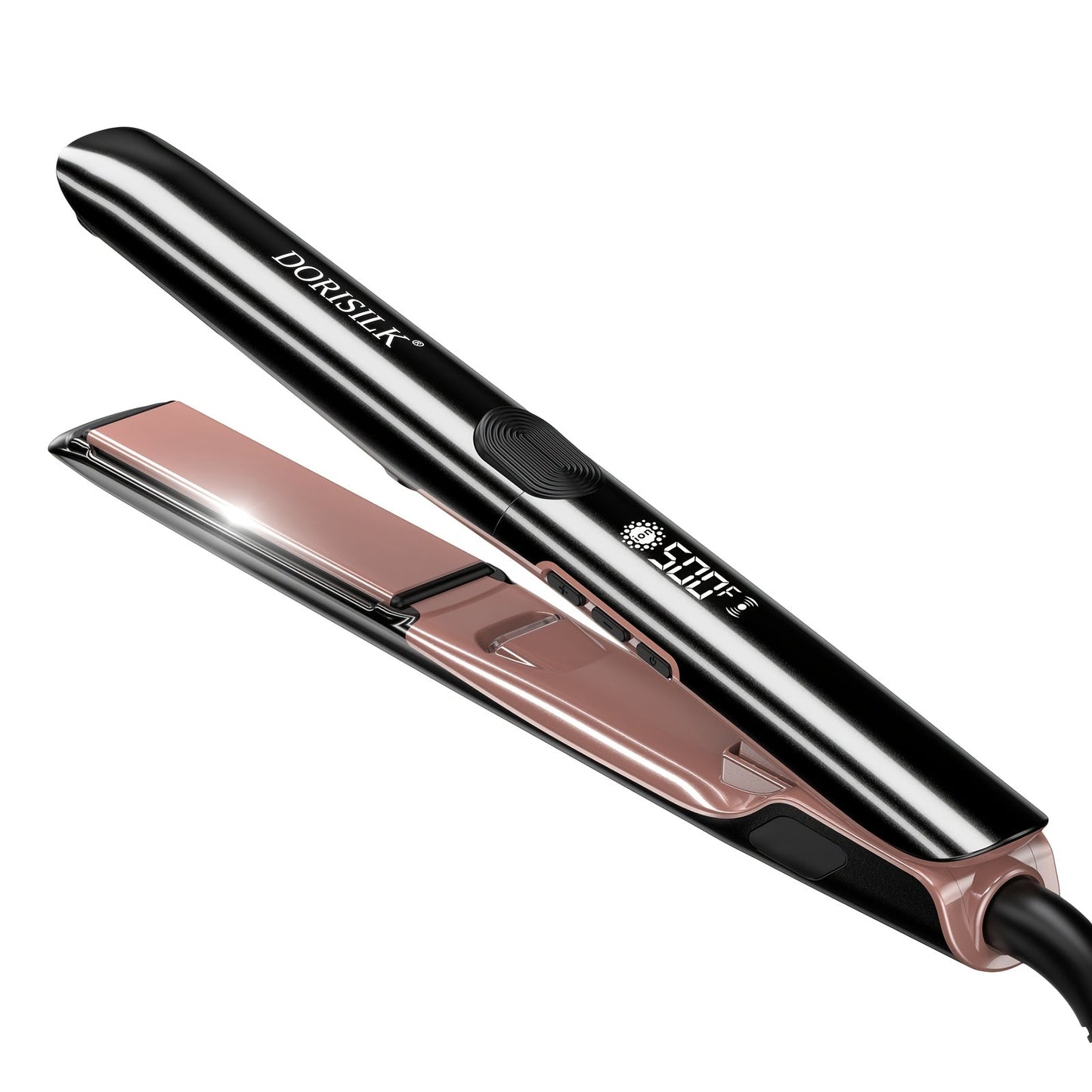 Ceramic Ionic Flat Iron Hair Straightener & Curler 2-in-1 Plasma Anti-Static 260°C 500°F LCD Display Dual Voltage 1 Inch & 2 Inch Salon Quality Black