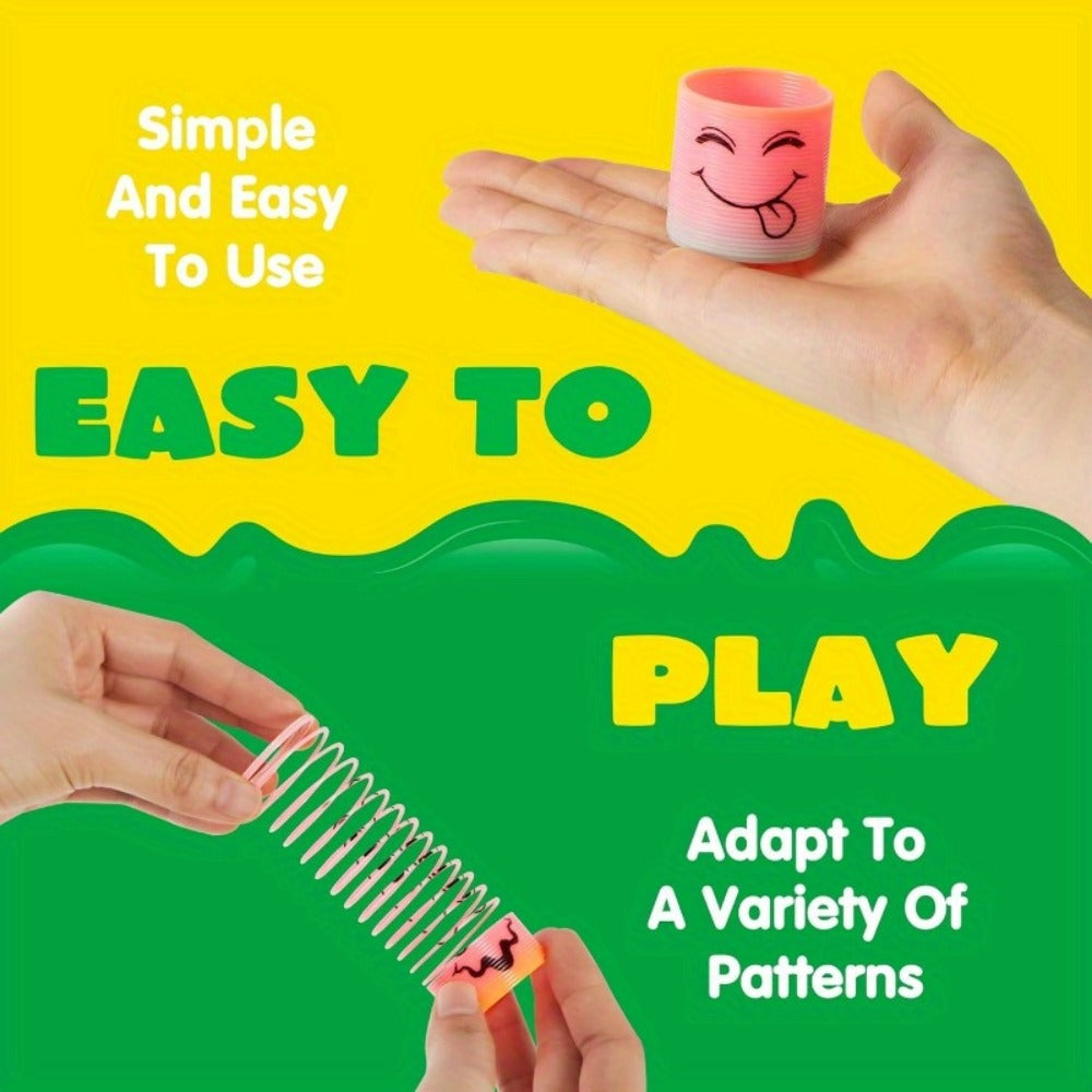 Rainbow Mini Spring Coil Party Favors 60pcs Bulk – Fidget Stress Toys for Kids, Goodie Bag Stuffers, Carnival Prizes, Birthday Party Supplies, Non-Toxic Plastic Coil Springs