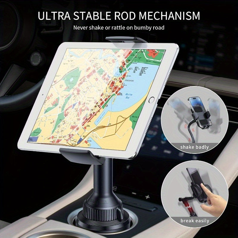 APPS2 Car Tablet Holder for Car, Adjustable Clamp Mount (Up to 8.3"), 10.57" Height Adjustable Ipad Holder for 4.3"-11" Cell Phones And Tablets, Perfect Travel Companion