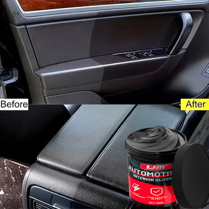 Automotive Plastic Restorer & Whitening Cream - All-in-One Dashboard, Tire & Seat Polish Paste for Car Interior Gloss, Upholstery Care & Long-Lasting Protection, Includes Applicator Sponge (150g)