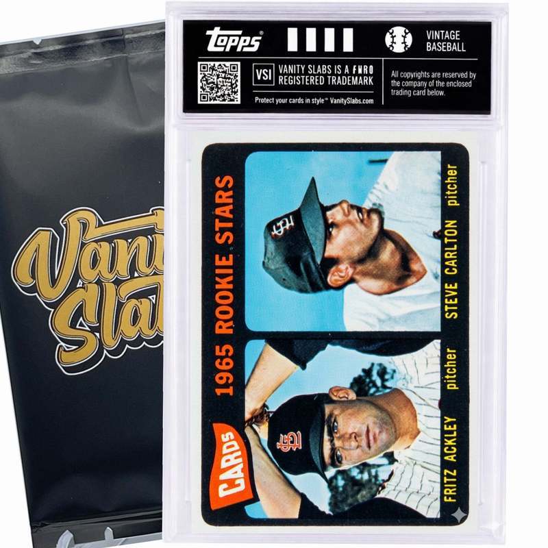 Vintage Baseball Card Mystery Slab 1965 Topps – 1 Random Authentic Card Encased in Vanity Slab | 598-Card Set Chase | Mickey Mantle, Willie Mays & Hall of Famers Possible | Collector Gift