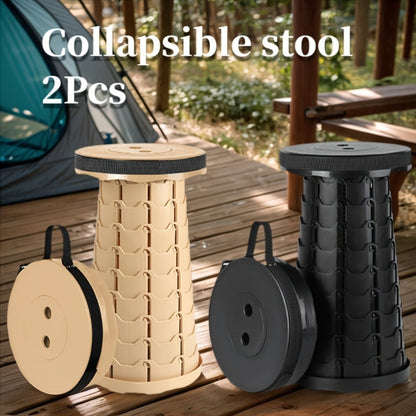 Collapsible Folding Camping Stool 2pcs | Max Load 400lbs Portable Telescopic Stool | Compact Plastic Seat for Travel Camping Hiking Fishing Backyard BBQ | Outdoor Stool Gift for Men Blue
