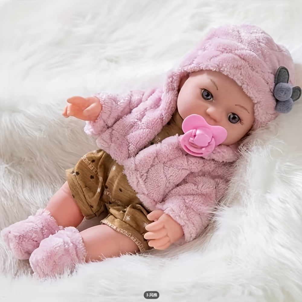 Reborn Baby Doll 12 Inch Lifelike Soft Newborn with Hat Socks & Pacifier Set – Realistic Pink Plush Silicone-Feel Doll Gift for Girls Kids Toddlers Birthday Christmas Valentine's Day Ages 3+