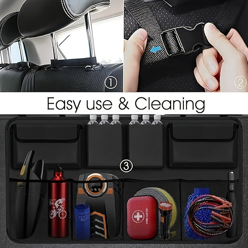 Car Trunk Organizer, Backseat Hanging Organizer with 8 Large Storage Bag Super Capacity -Trunk Organizer for SUV, Truck, Van -Your Space Saving Expert Car Accessories for Womenpurse Holder for Car