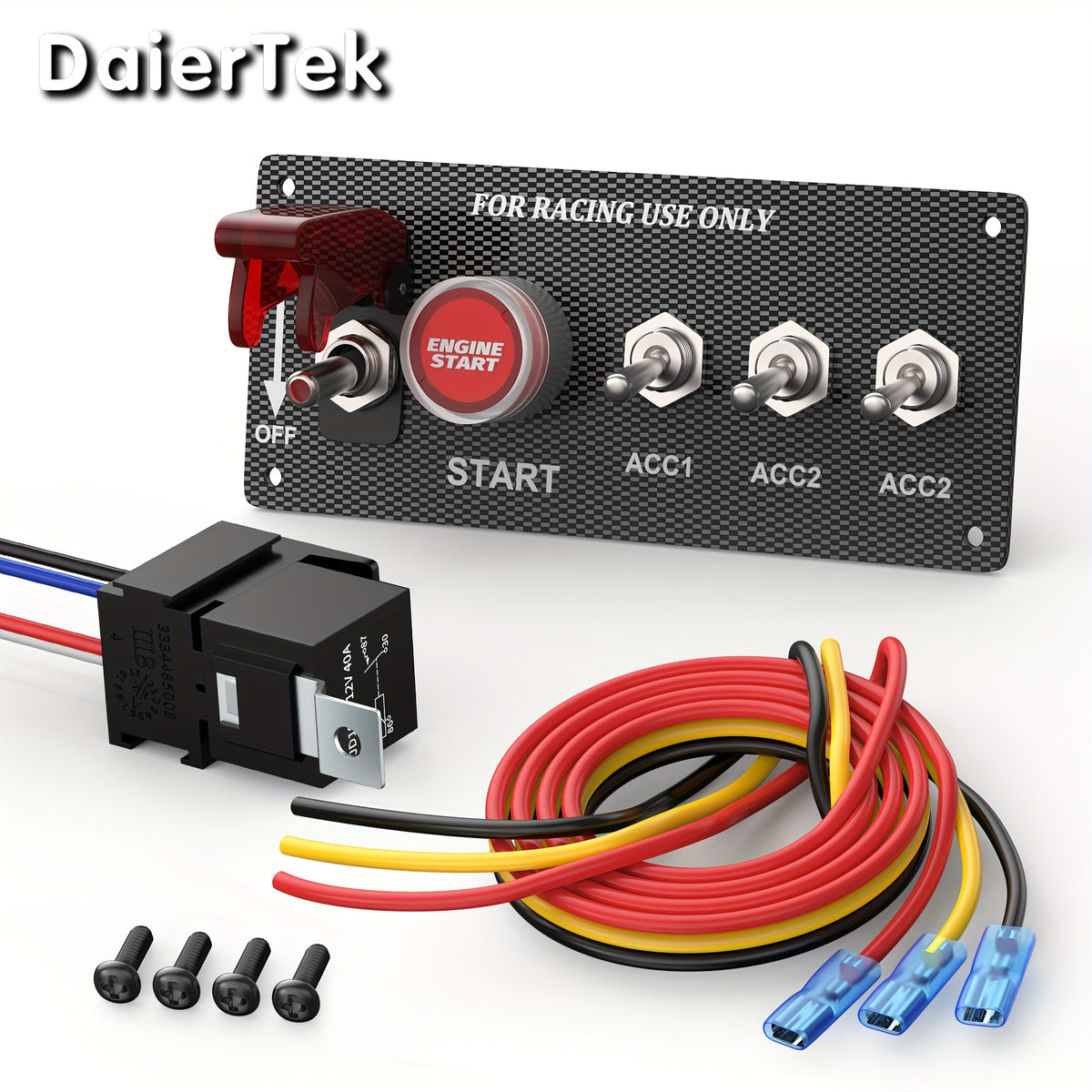 5 in 1 Ignition Switch Panel Race Toggle Switch Panel DC 12V 30A Racing Switch Panel Push Start Ignition Kit for Car Truck