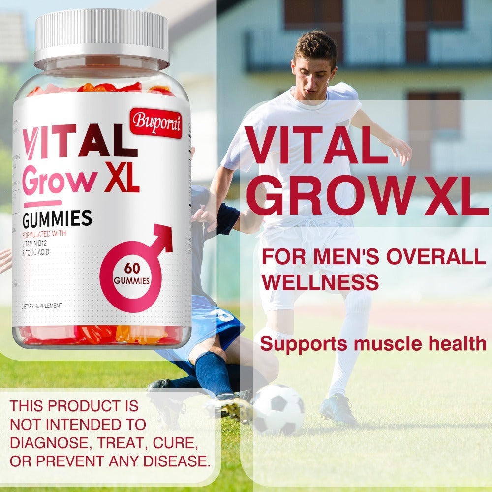 Men's Health Gummies 60 Count – Calcium, Magnesium & Sodium Formula for Muscle Support, Bone Strength & Male Vitality | Daily Wellness Gummies for Men | Vital Grow XL
