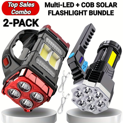 3000 Lumen Tactical Flashlight 2-Pack – USB-C COB Zoomable