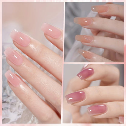 Nude Jelly Gel Nail Polish 10ml Skin Tone Transparent Finish – Semi-Permanent Soak-Off UV LED 30-Day Wear, Jade Nail Art Minimalist Natural Look for Women, Shades JN05 JN68 JN75 JN76