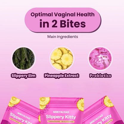Feminine Probiotic Gummies 60-Count 30-Day Supply with Bacillus Coagulans & Slippery Elm - pH Balance Odor Control Vaginal Moisture Support - Vegan Gluten-Free Pineapple Flavor Women