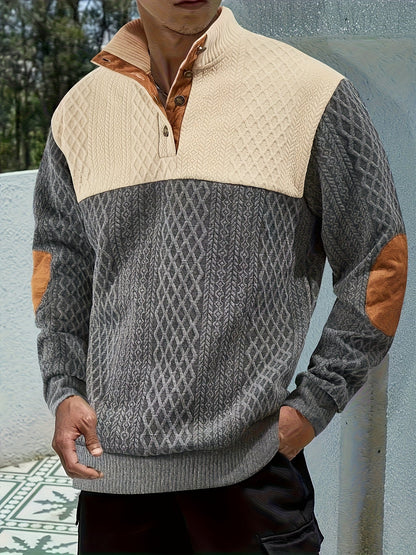 Men's Colorblock Long Sleeve Henley Shirt - Stretch